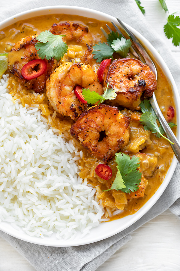 Coconut Curry Shrimp with Jasmine Rice | thecozyapron.com