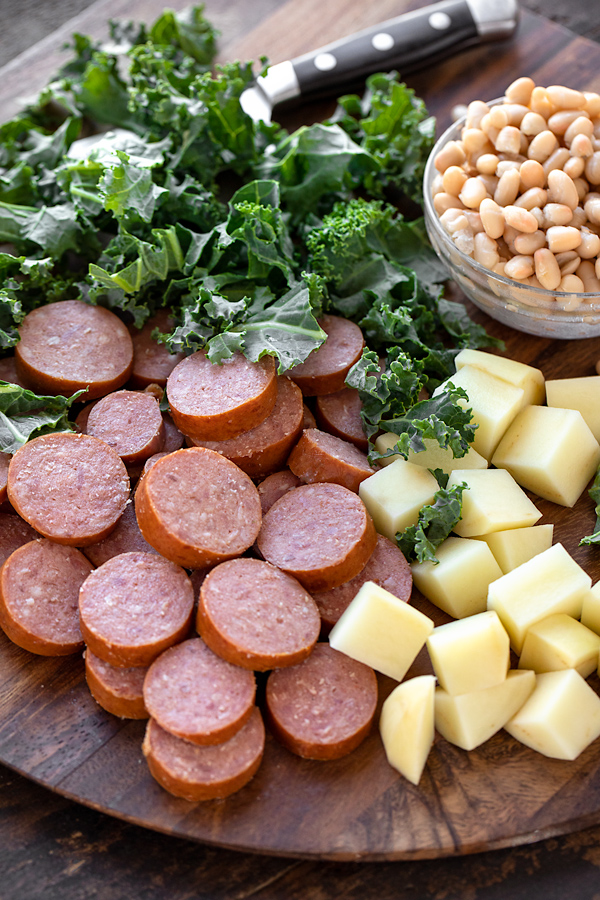 Fresh Ingredients for Sausage Soup | thecozyapron.com