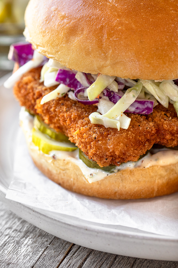 Fish Sandwich with Spicy Slaw | thecozyapron.com