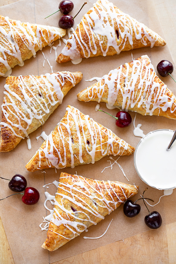 Cherry Turnovers Drizzled with Glaze | thecozyapron.com