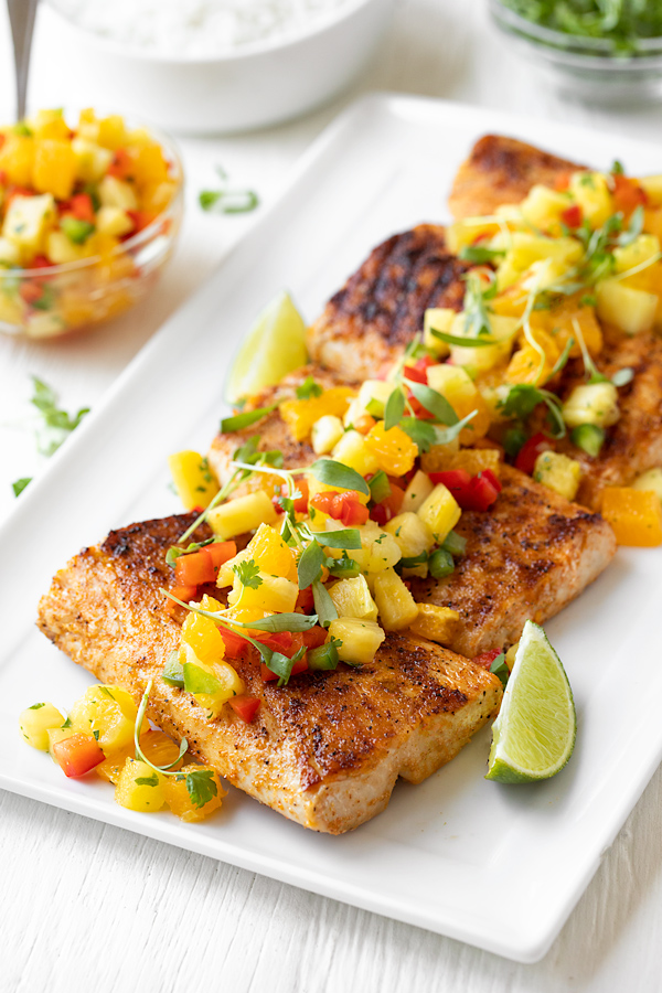 Grilled Mahi Mahi with Pineapple-Orange Salsa | thecozyapron.com