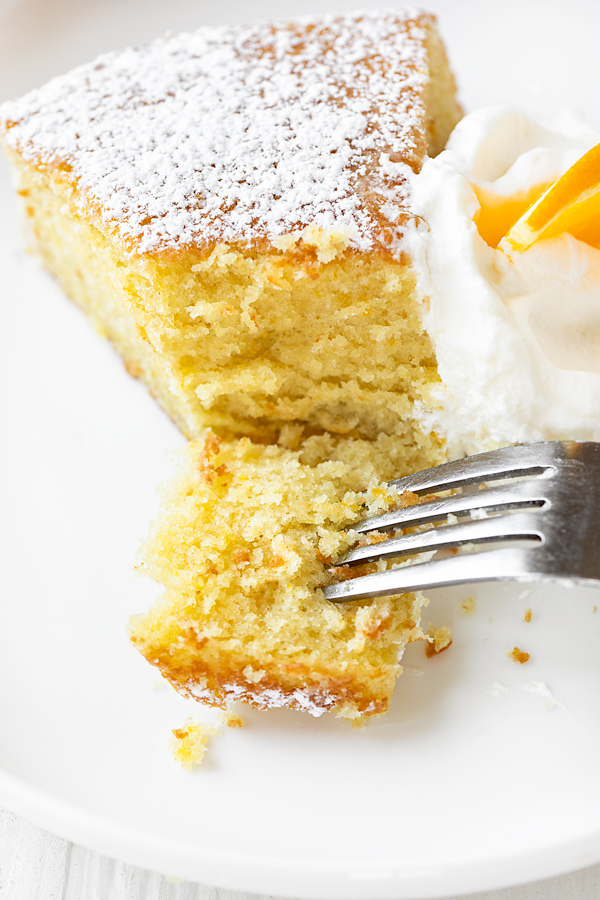 Olive Oil Cake with Fork | thecozyapron.com