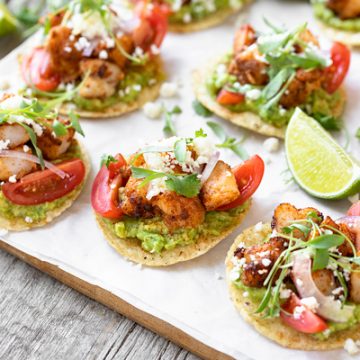 Shrimp Tostada Bites | thecozyapron.com