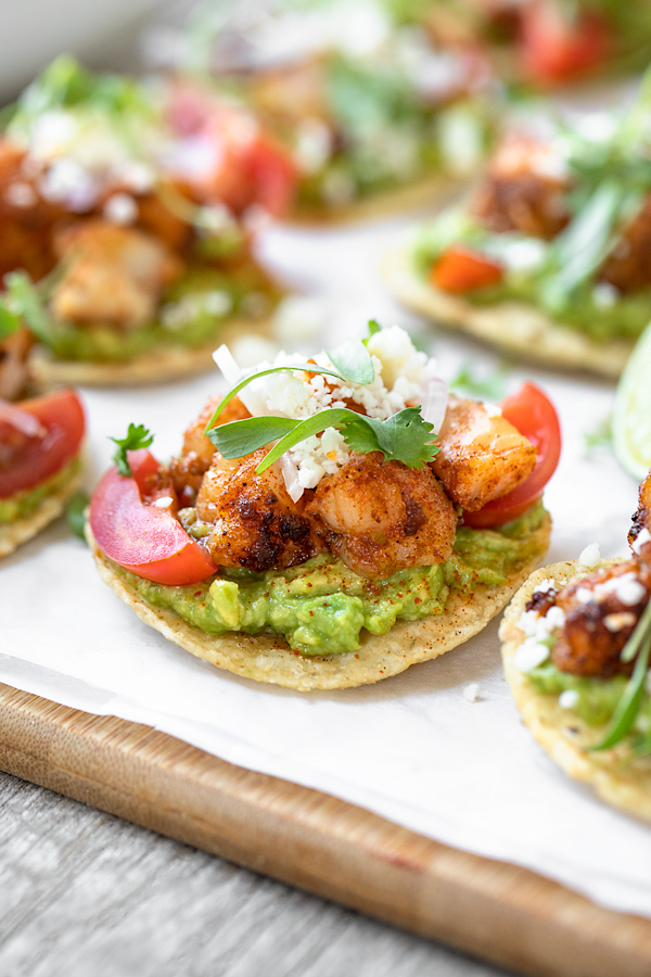 Shrimp Tostada Bites | thecozyapron.com