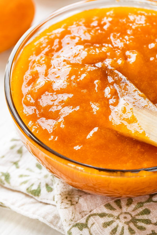 Apricot Jam Cooling in a Bowl | thecozyapron.com