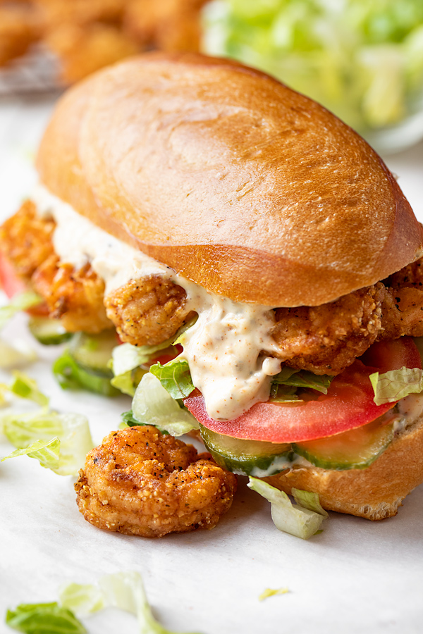 Po' Boy Sandwich with Spicy Creole Mayo | thecozyapron.com