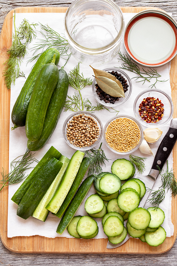 Ingredients for Refrigerator Dill Pickles | thecozyapron.com