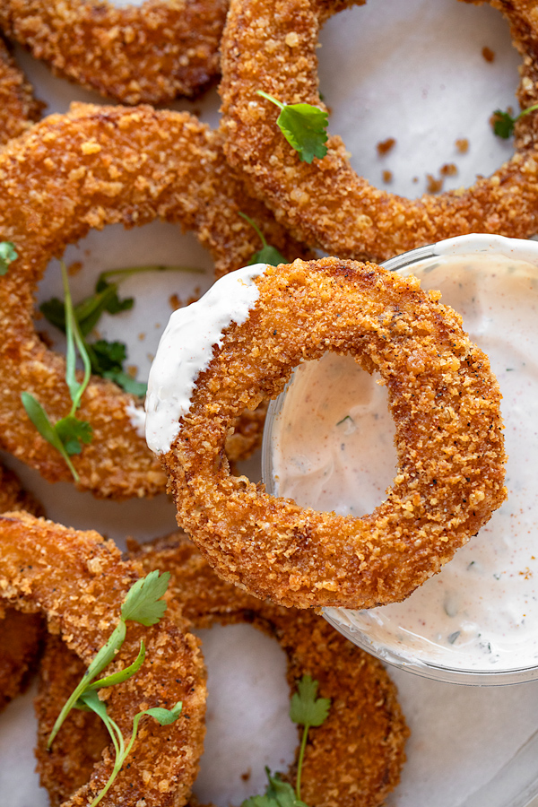 Crispy Delicata Squash Rings with Smoky Ranch Dipping Sauce | thecozyapron.com
