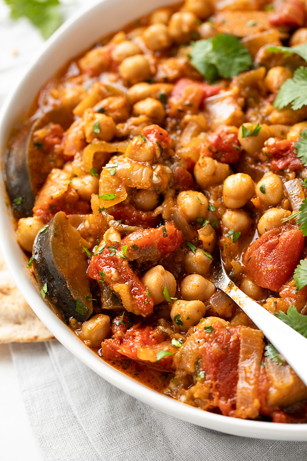 Spicy Chickpea Stew with Eggplant | thecozyapron.com