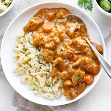 Chicken Paprikash with Spaetzle | thecozyapron.com