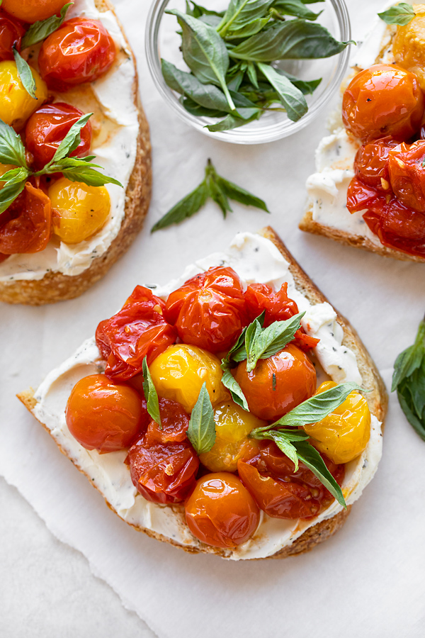 Tomato Confit with Goat Cheese on Toast | thecozyapron.com