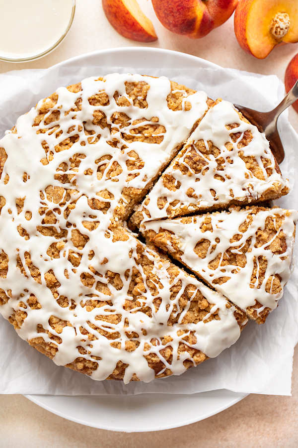 Peaches and Cream Coffee Cake | thecozyapron.com