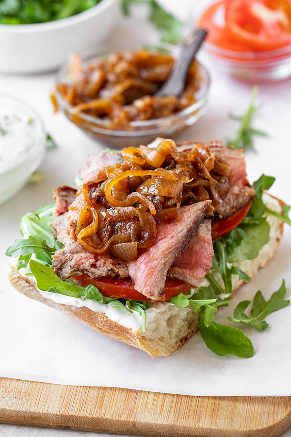 Steak Sandwich with Caramelized Balsamic Onions | thecozyapron.com