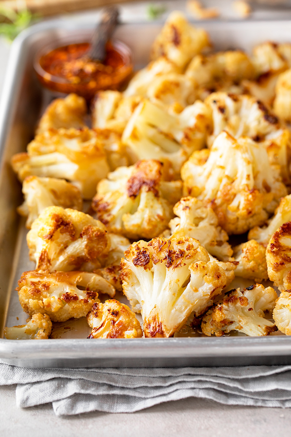 Freshly-Roasted Cauliflower Florets for Chili Crisp Cauliflower | thecozyapron.com