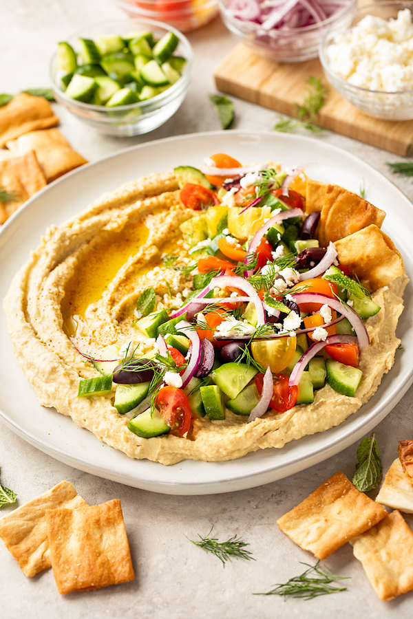 Loaded Hummus with Pita | thecozyapron.com