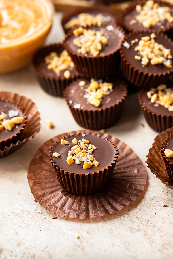 Dark Chocolate Peanut Butter Cups | thecozyapron.com