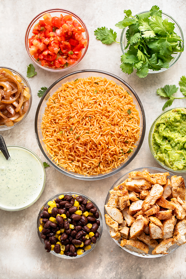 Ingredients for Chicken Burrito Bowl | thecozyapron.com