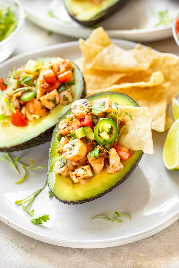 Stuffed Avocado with Shrimp Ceviche | thecozyapron.com