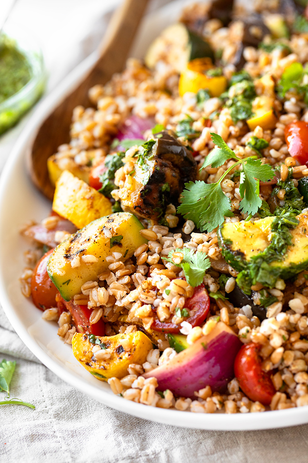 Farro Salad with Grilled Vegetables | thecozyapron.com