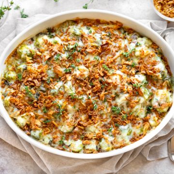 Cheesy Brussels Sprouts Casserole | thecozyapron.com