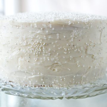 Eggnog Cake with Fluffy Eggnog Frosting | thecozyapron.com