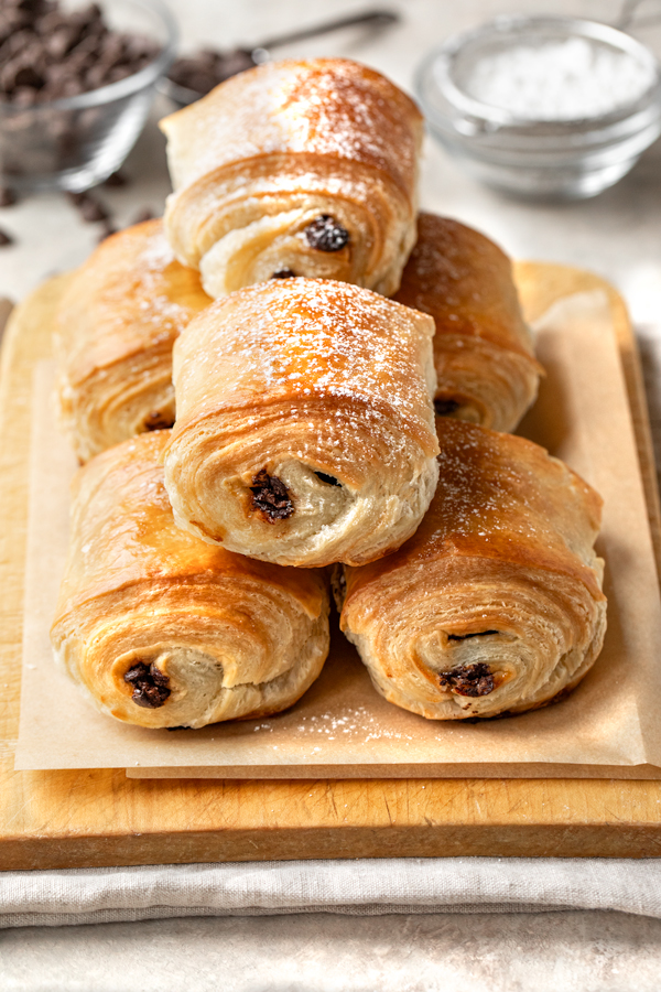 Stack of Easy Chocolate Croissants | thecozyapron.com