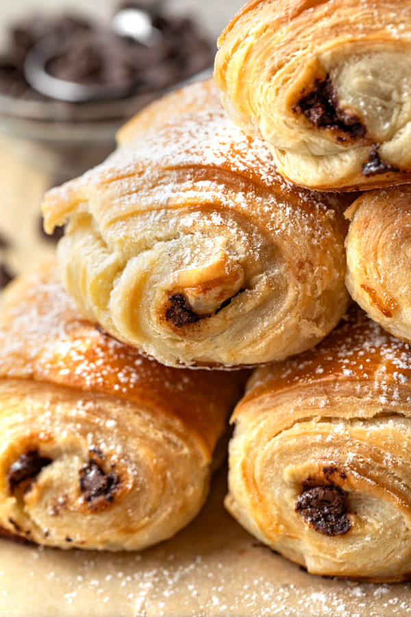 Close Up of Chocolate Croissants | thecozyapron.com