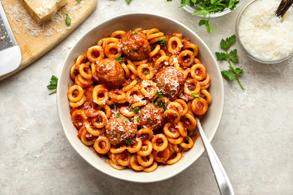 Homemade Spaghettios with Mini Meatballs