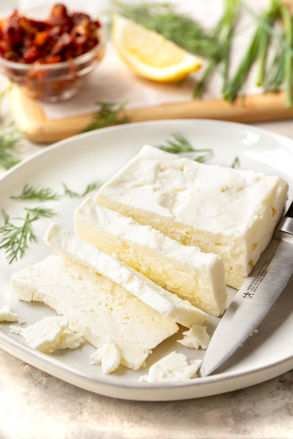Feta Cheese for Mediterranean Feta Dip | thecozyapron.com