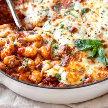 Gnocchi Bake with Sausage and Spinach | thecozyapron.com